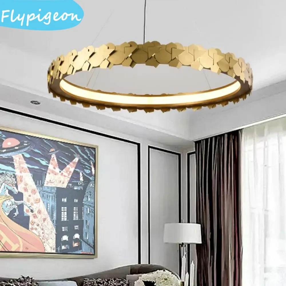 

Gold Brass LED Pendant Chandelier Lamp Contemporary Art Decorative Pendant Lamp for Reading Room Office Indoor Lighting Fixture