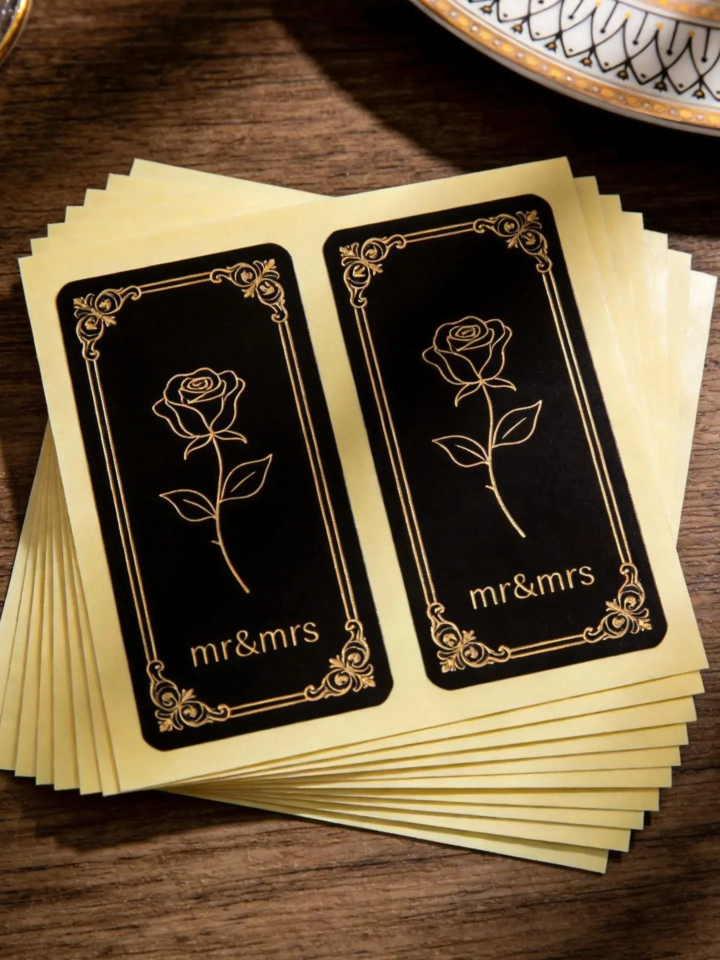Gestalten Sie Ihre eigenen rechteckigen Aufkleber, individuelle Hochzeitslogo-Etiketten, personalisierte Aufkleber für Geburtstag, Taufe & Partydekoration.