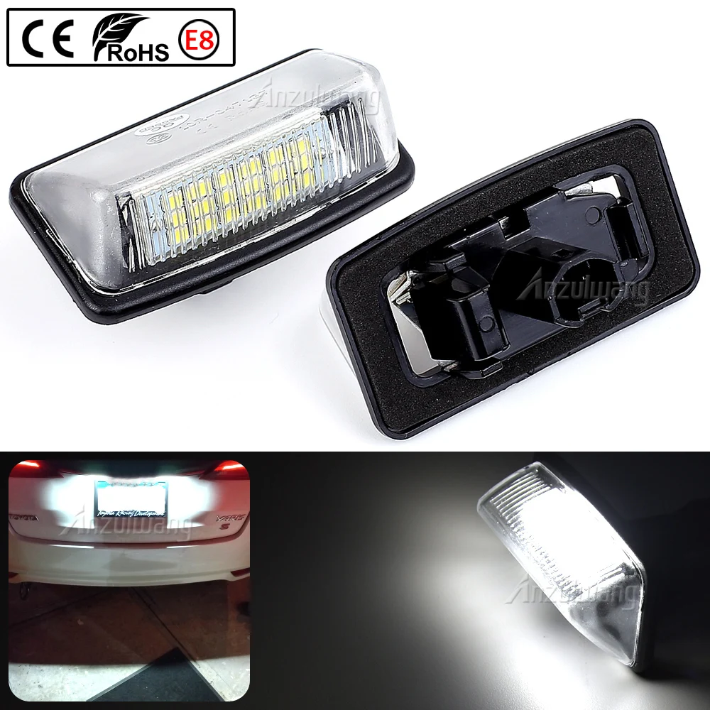 2Pcs CanBus LED License Plate Lights For Toyota Corolla E11 Crown S180 Starlet EP91 Vios Previa ACR50 GSR50 number plate lamp