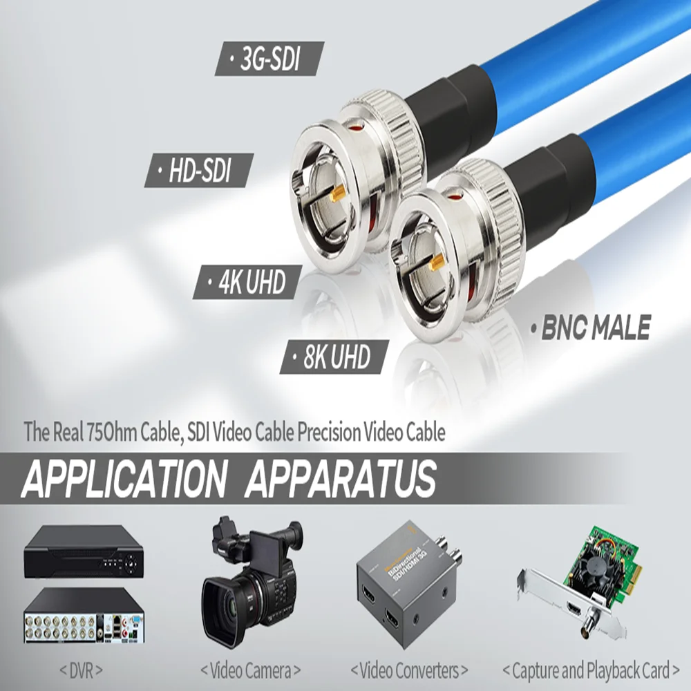 Superbat 100FT 30.48M 75ohm 3G 6G HD SDI Cable (Belden 1694A) BNC Male for HD-SDI/3G-SDI/4K/8K SDI Video Cable Precision Video