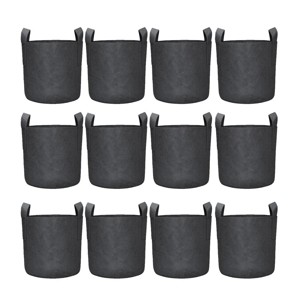 

Vegetable/Flower/Plant Grow Bags, Aeration Fabric Pots with Handles (Black),12-Pack 5 Gallon