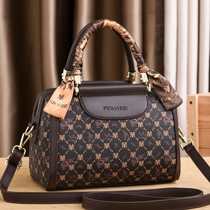 

2025 New Fashion Boston Women'S Bag High Quality Printed Leather Pillow Bag Shoulder Bags Handheld Classic Retro Crossbody Bag