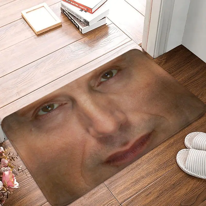 Mads Mikkelsen Face Front Door Mat Anti-Slip Indoor Absorbent Hannibal TV Show Doormat Garden Garage Entrance Rug Carpet