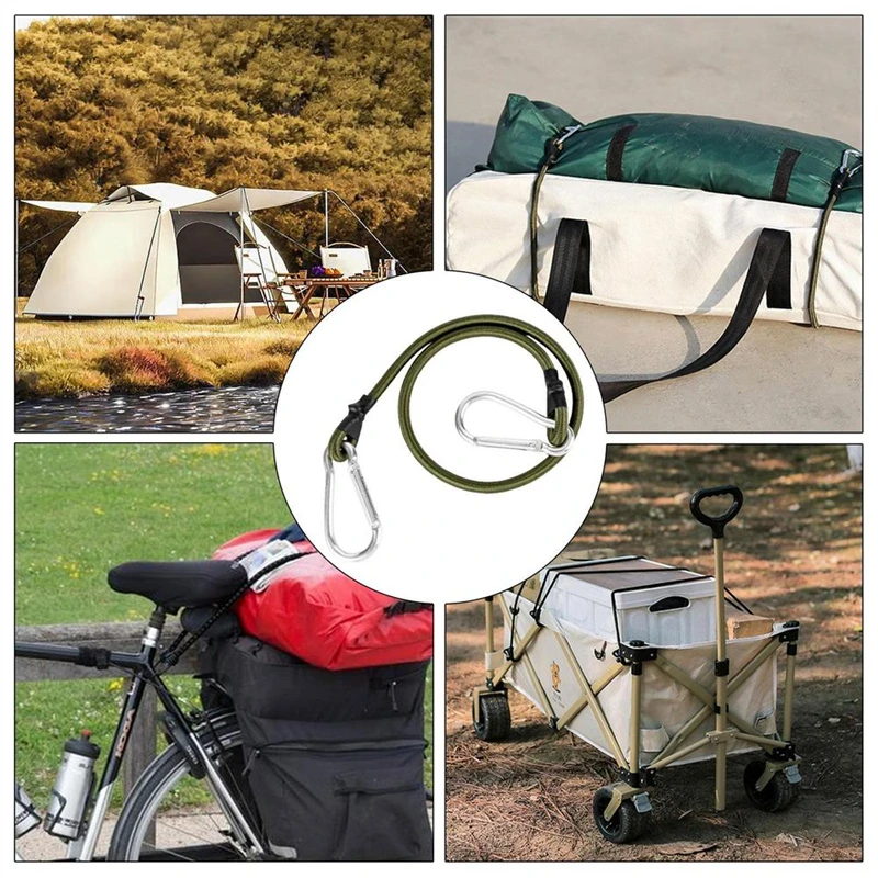 Outdoor Heavy Duty Bungee Cord Elastische Krawatte Strap String Karabiner Haken Kajak Radfahren Gepäck Verpackung Seile Camping Zubehör – Detail 10