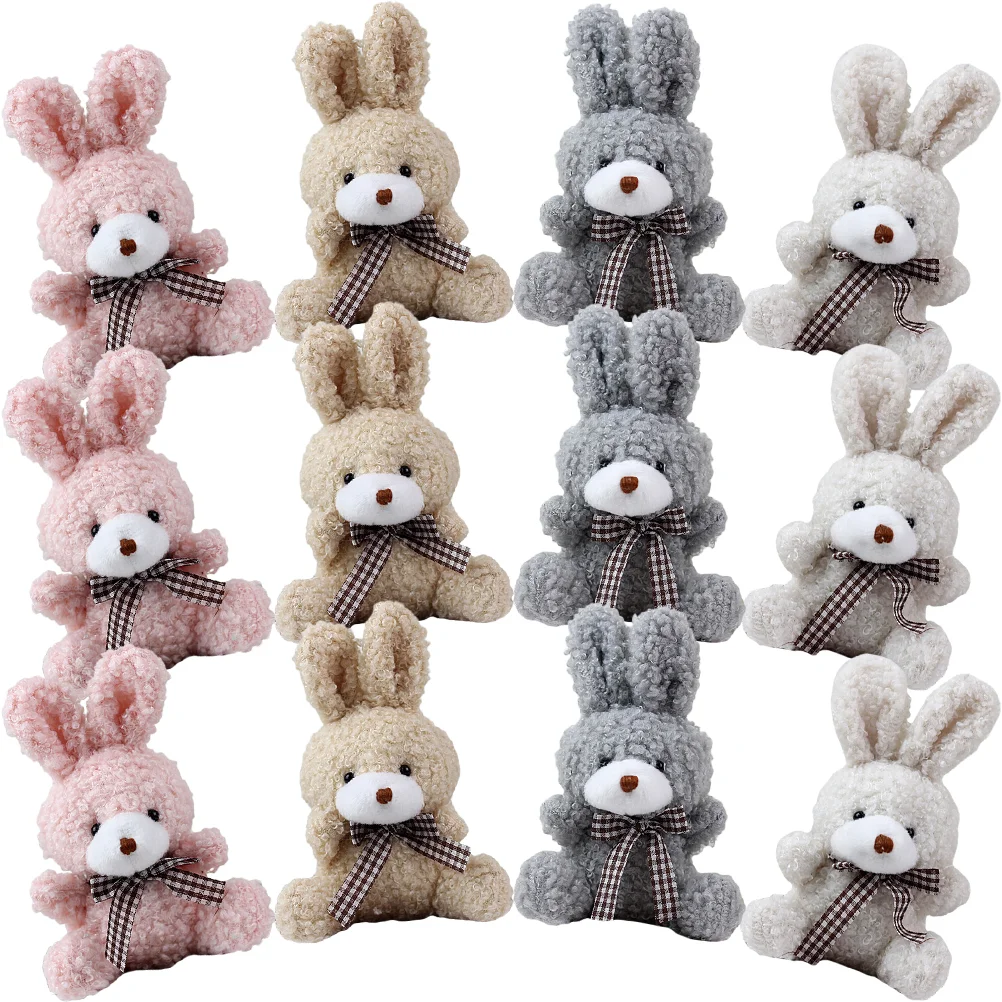 

12 Pcs Bunny Keychain Plush Rabbit Toys Mini Gift Kids Rings for Girls Cartoon Kawaii