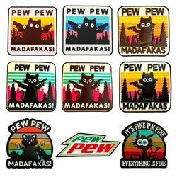 PEW PEW Funny little cat 3D PVC Tactical luminous Patch stereoscopic Hook Backing Outdoor Backpack Rubber embroidery Badge