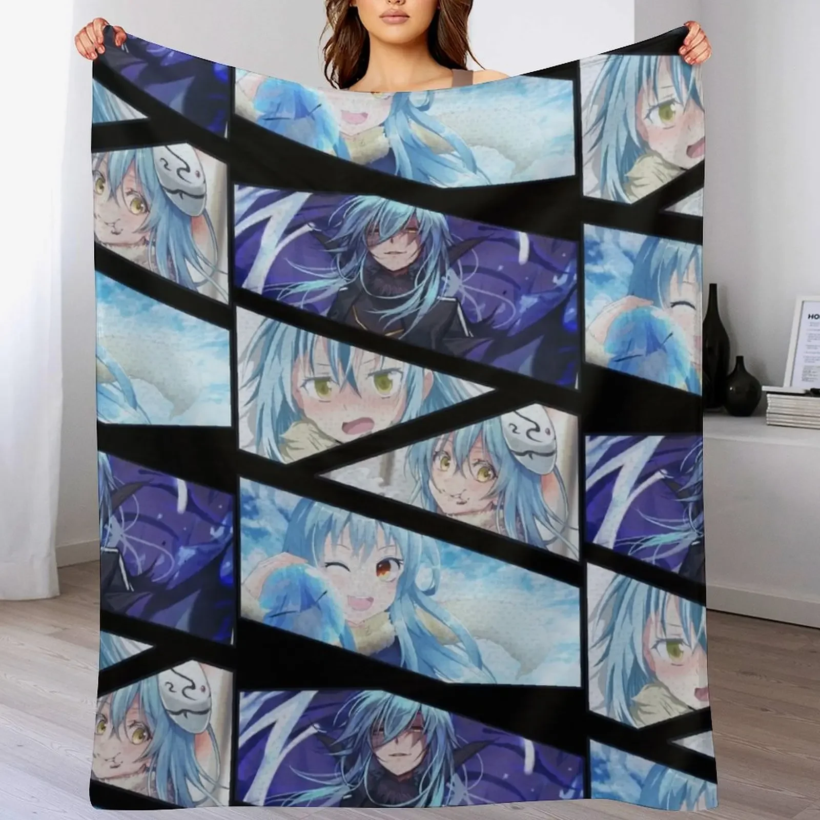 

Rimuru Tempest Manga Panel Design Throw Blanket Beautifuls Bed Kid'S Blankets