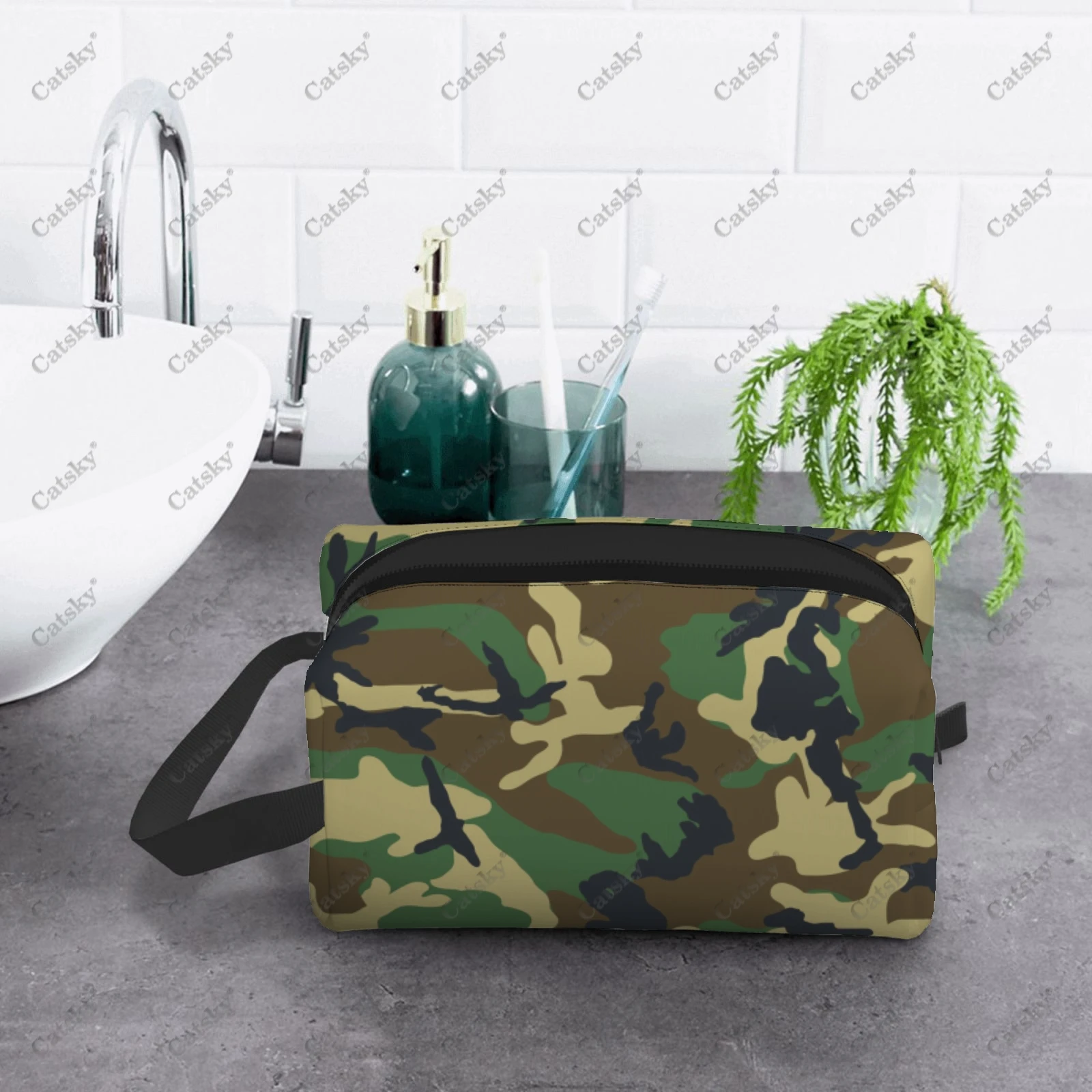 Camouflage irregular pattern Cosmetic bag for women with printed fashionable large-capacity beauty storage toiletry cosmetic bag