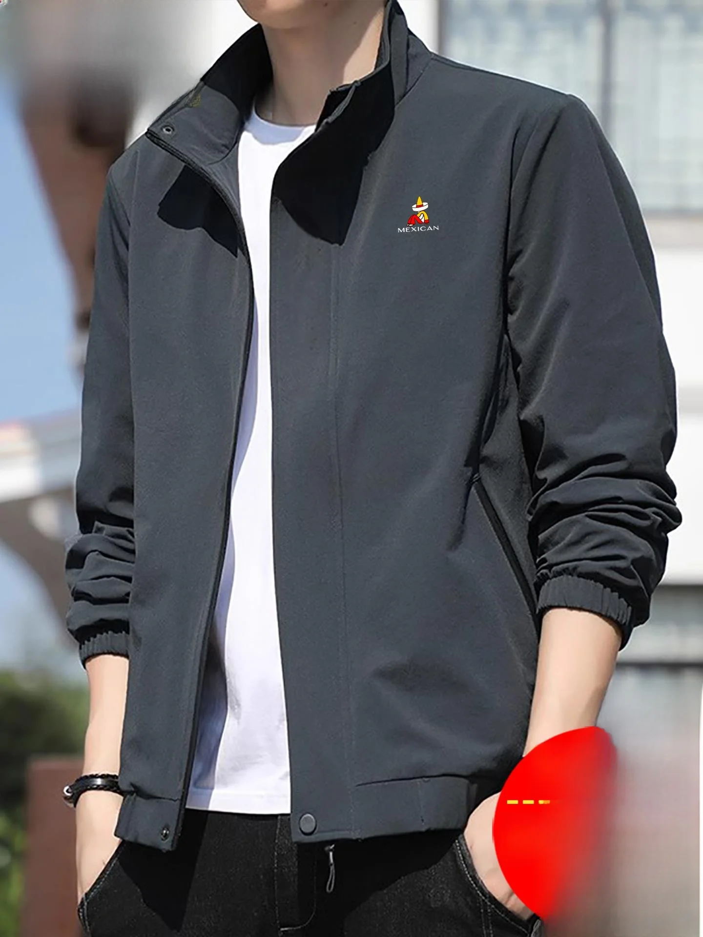 

Casual Collar Men's Jaet 2025 Spring Autumn New Sle Polyester Fabric Long Sve Zipper Closure ex Versatile Outerwear