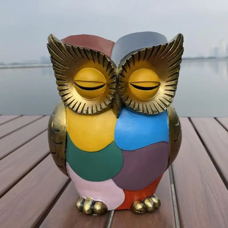 

Cute Owl ceramic flower pot Owl Shape Resin Home Decor Pot Colorful Creative Pencil Holder Home Decor Ornaments for Dining Room