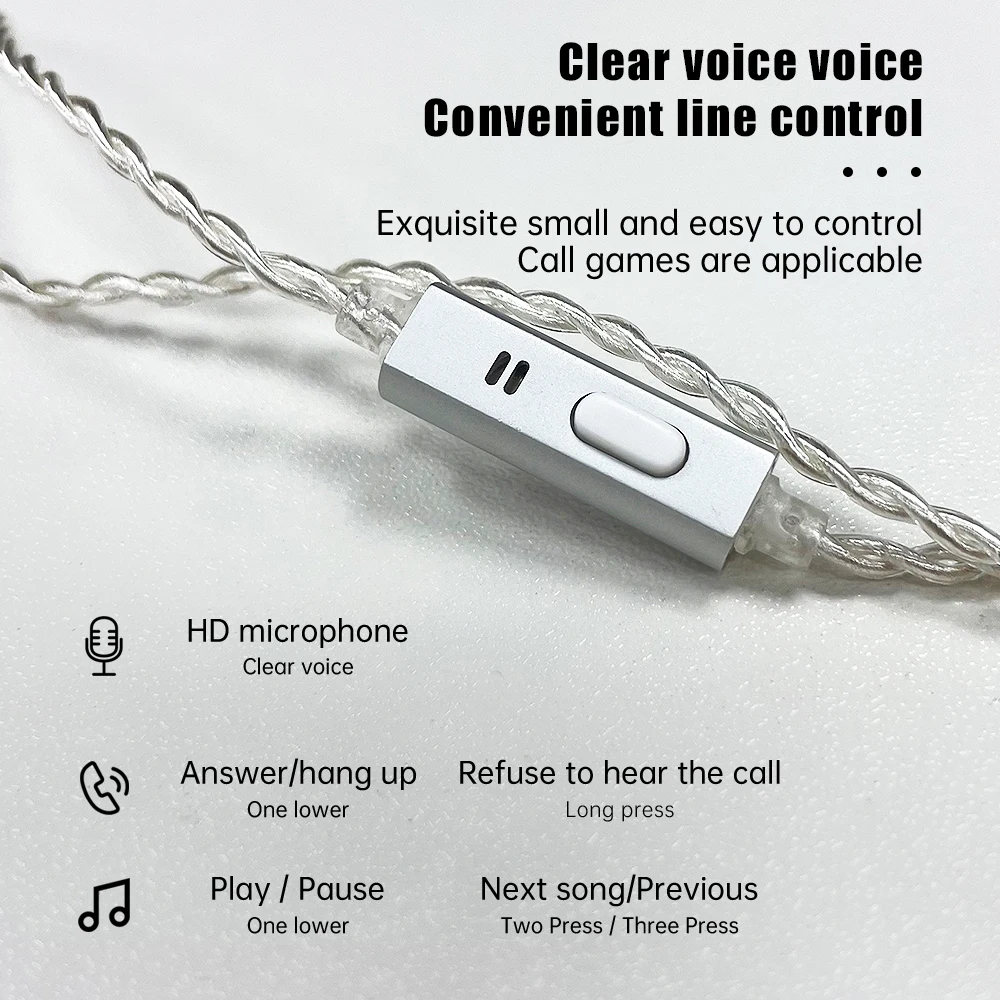 NDD7 Digital decoding of  silver-plated earphone cable Typec upgrade cable 2pin wire 0.78 double needle 0.75mm with wheat KZ CCA