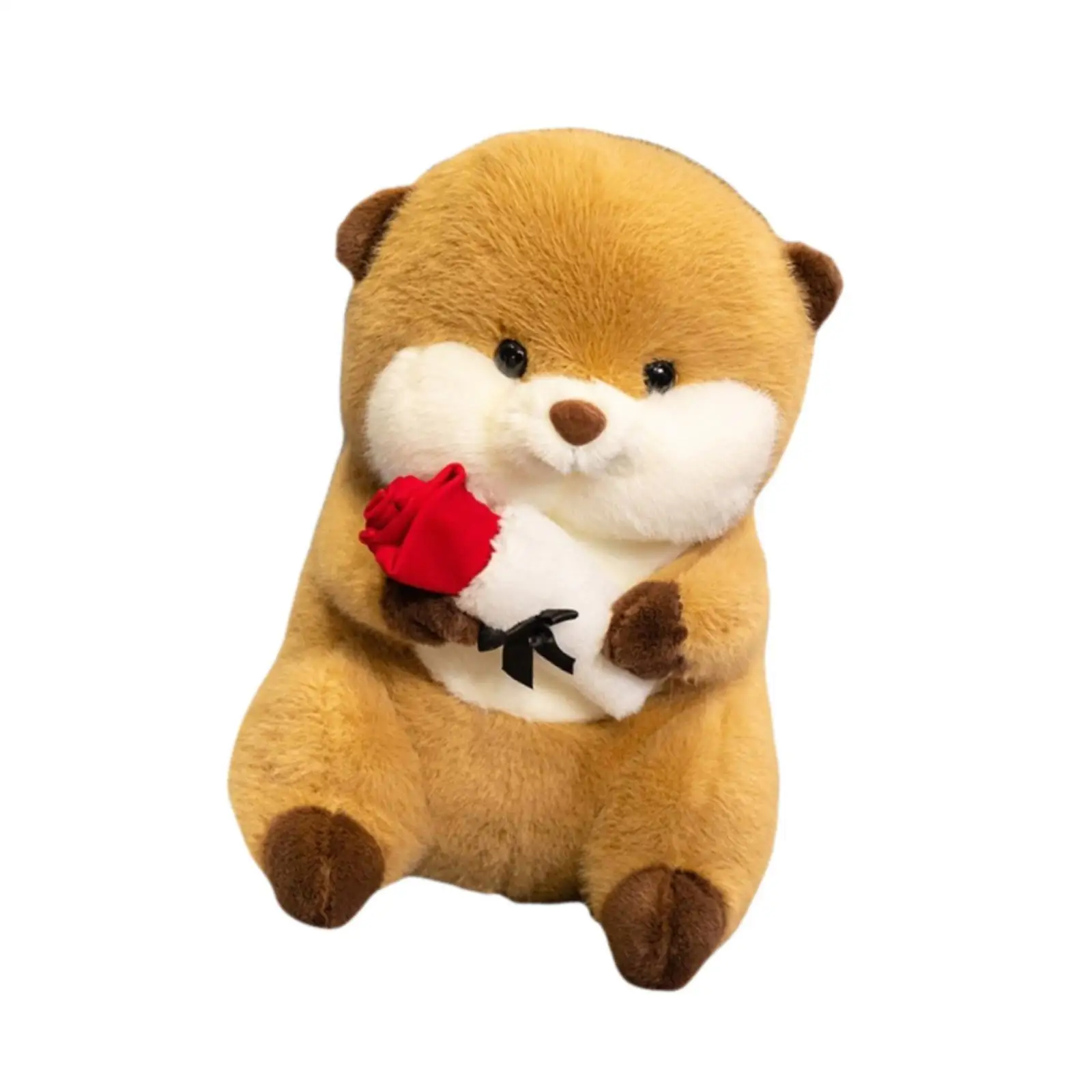 Plush Capybara with Rose Unique Valentine's Day Room Decor Soft Stuffed Capybara Toy for Girls Boys Gifts Teens Kids Children