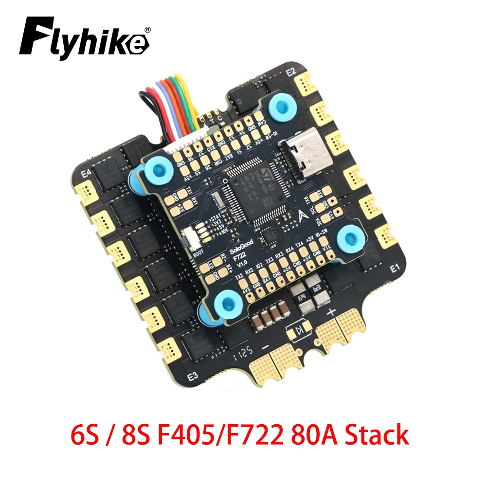 Sologood 6S F722 80A Stack / 8S F722 80A Stack / 6S F405 80A Stack F722/F405 Flight Controller & BLHELI_S 80A 4in1 ESC