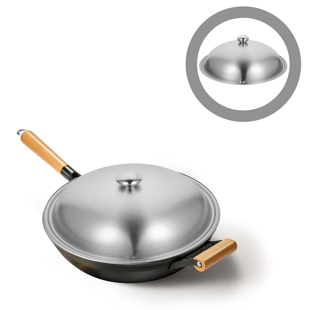 Stainless Steel Pot Lid Metal Pots Saucepan Frying Cover Barbecue Accessories Lids Cooking Utensils Handled