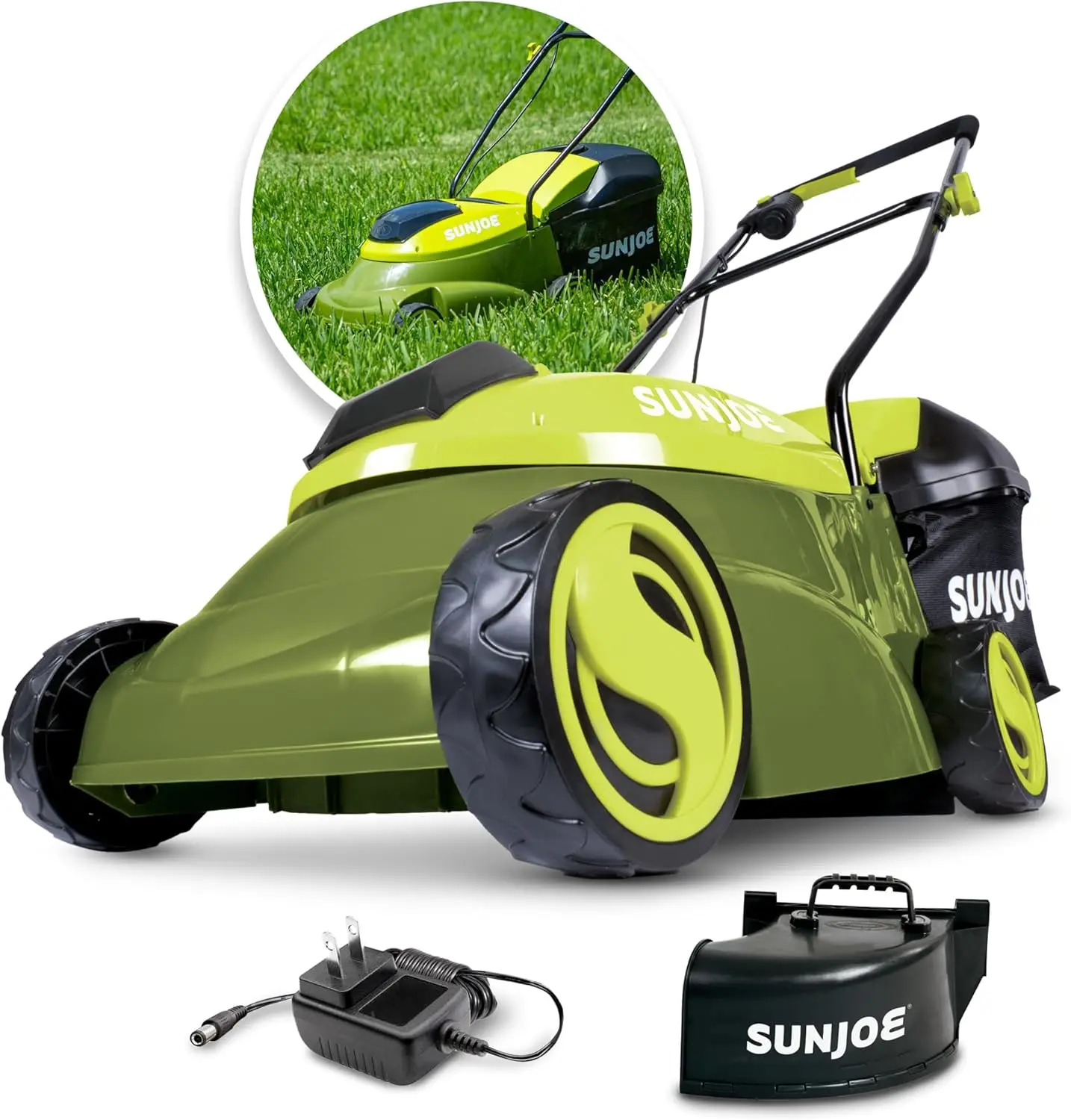 

Sun Joe MJ401C-PRO 14-Inch 28-Volt Cordless Push Lawn Mower, w/Rear Discharge Chute, Pro Version