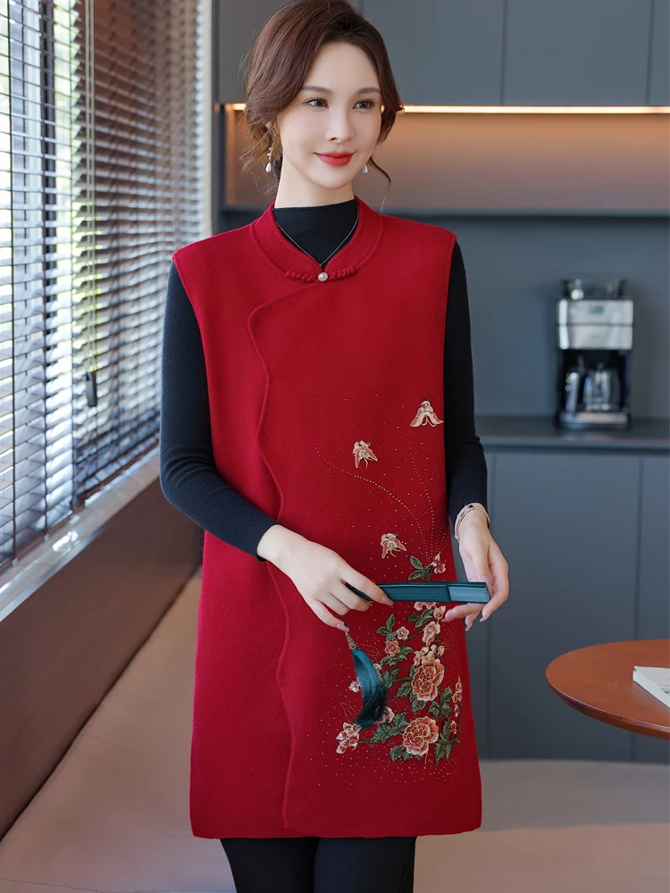 

Женский жилет средней длины Ele, верхняя одежда, Camere, одежда для свадебного банкета, весенне-осенняя мода для женщин больших размеров