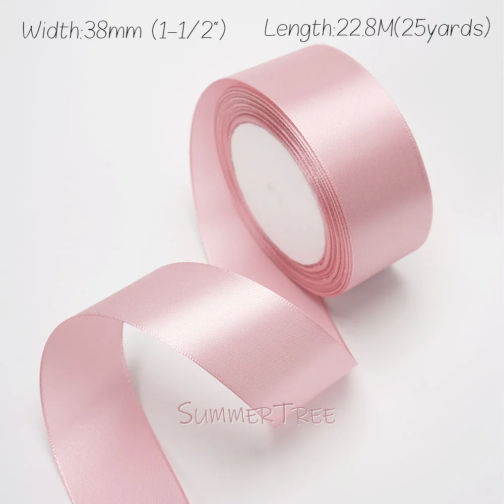 Zartrosa Seidensatinband 25 Yards 22,8 Meter 6mm 10mm 15mm 25mm 38mm 50mm Hautfarbenes Rosa für Handgemachte DIY Geschenkverpackung Dekoration – Detail 4