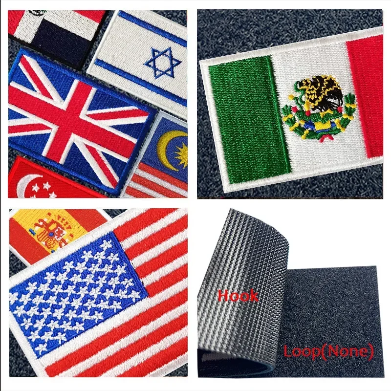 46 Embroidery Flag Patches Russia France Germany UK Armband Backpack Tactical Military Badge Magic Clothes Sticker for Clothing