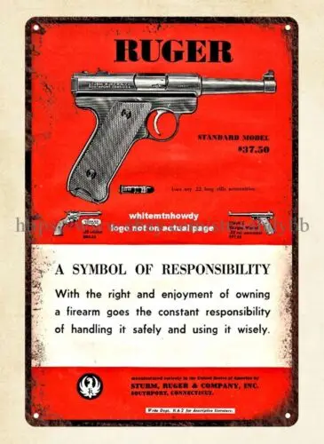 metal car signs 1955 RUGER Standard Model .22 long Pistol metal tin sign