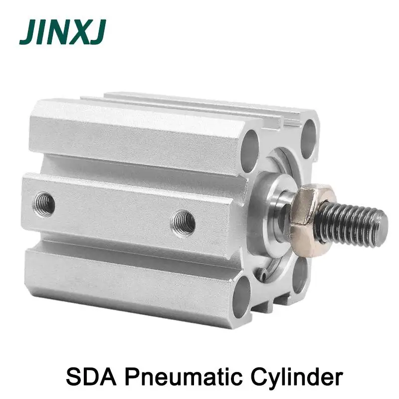 SDA B Air Pneumatic Compact Cylinder Male Thread Bore 12/16/20/25/32/40/50/63/80mm Stroke 5/10/20/25/30/40/45/50/60/70/75mm