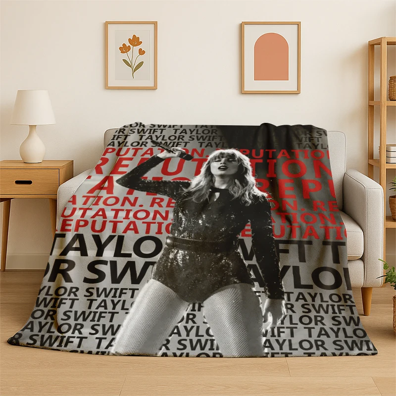 Singer T-Taylor Singer Music Flanelldecke, weiche, warme Überwurfdecke für Schlafzimmer, Wohnzimmer, Bett, Reisen, Camping, Picknick, Geschenk