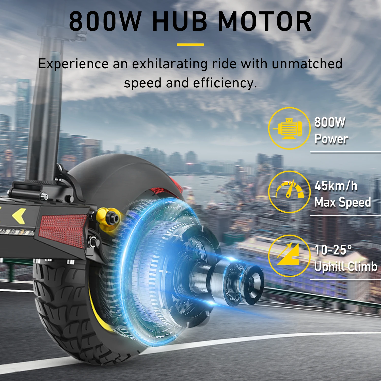 سكوتر كهربائي IENYRID M4 Pro S+، محرك 800 وات، بطارية 48 فولت 12.5 أمبير في الساعة، سكوتر إطارات 10 بوصة، أقصى سرعة 45 كم/ساعة، فرامل قرصية، شاشة LCD #3