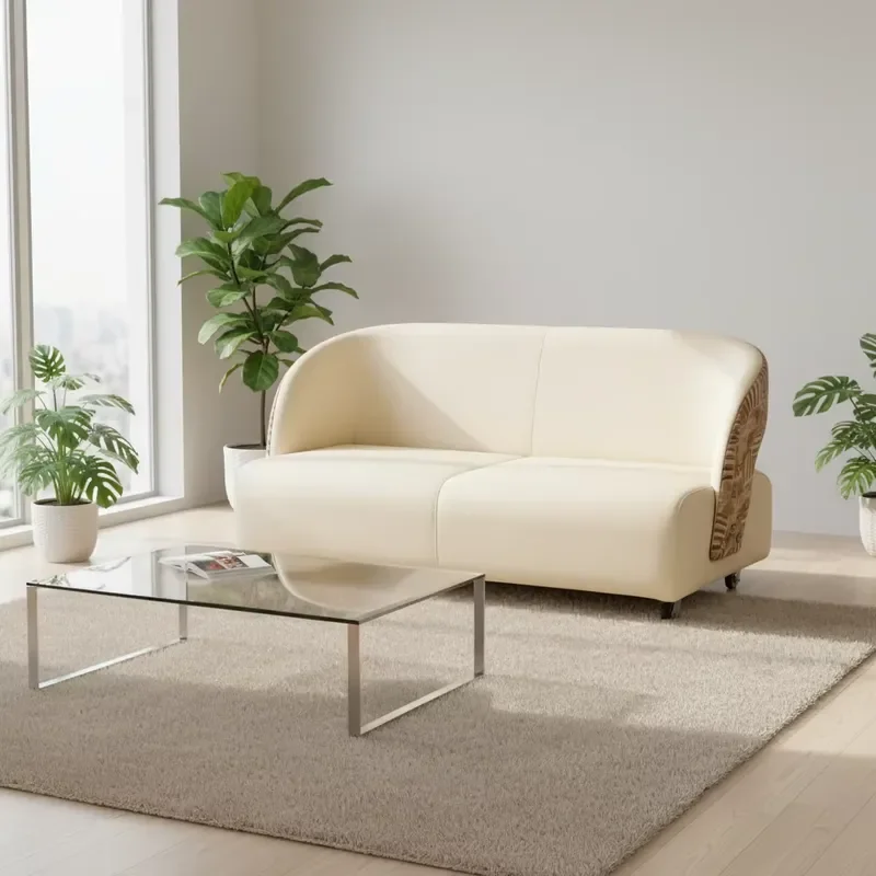 Modern style double-seat PU leather combination sofa, modular design, comfortable and environmentally friendly, suitable for