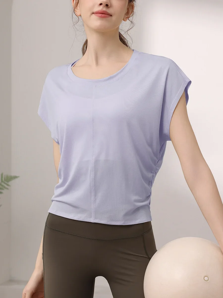 Summer Yoga Top Women Short Sleeve Gym Top Sportswear Quick Dry Running Sport Shirt Fitness Athletic Crop Tops Active Wear