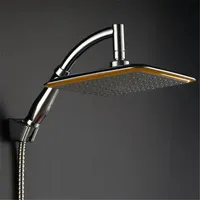 9 Inch Rotate 360 Degree Bathroom Rainfall Shower Head ABS Chrome Water Saving Shower Extension Arm Hand Held Shower Head Thin