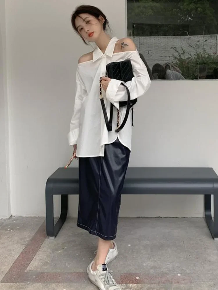 

Shirts Women Hollow Out Daily Sexy Designer Ladies Special Solid Fashion Leisure Spring Loose Korean Style All-match Simple Cozy