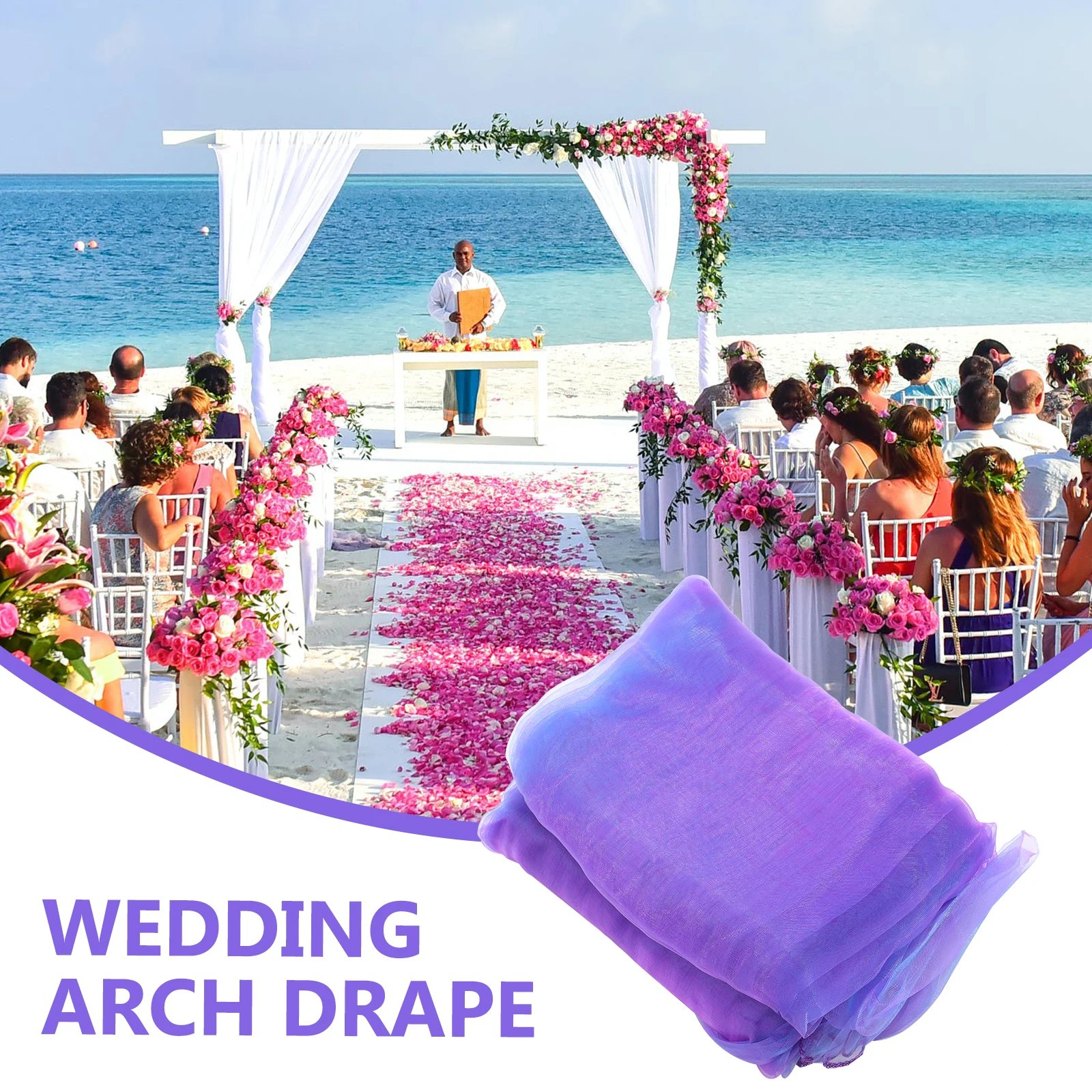 

Wedding Arch Drape Chiffon Fabric Drapery For Ceremony Backdrop Decor Outdoor Wedding Large Size Lightweight Polyester Ceiling
