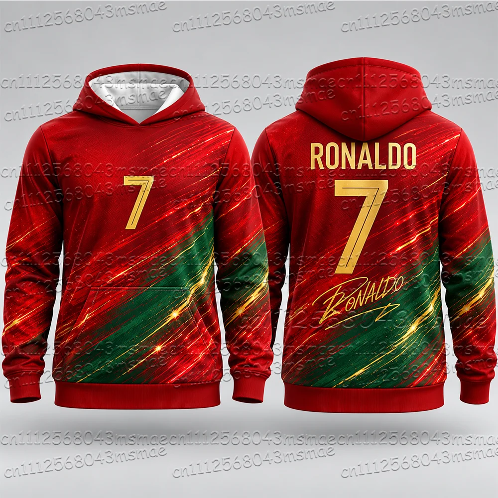 New 2026 Special Ronaldo #7 Print Hoodies For Children Autumn Long Sleeve Sportswear Football Pullover Sports Kids/Adult Tops