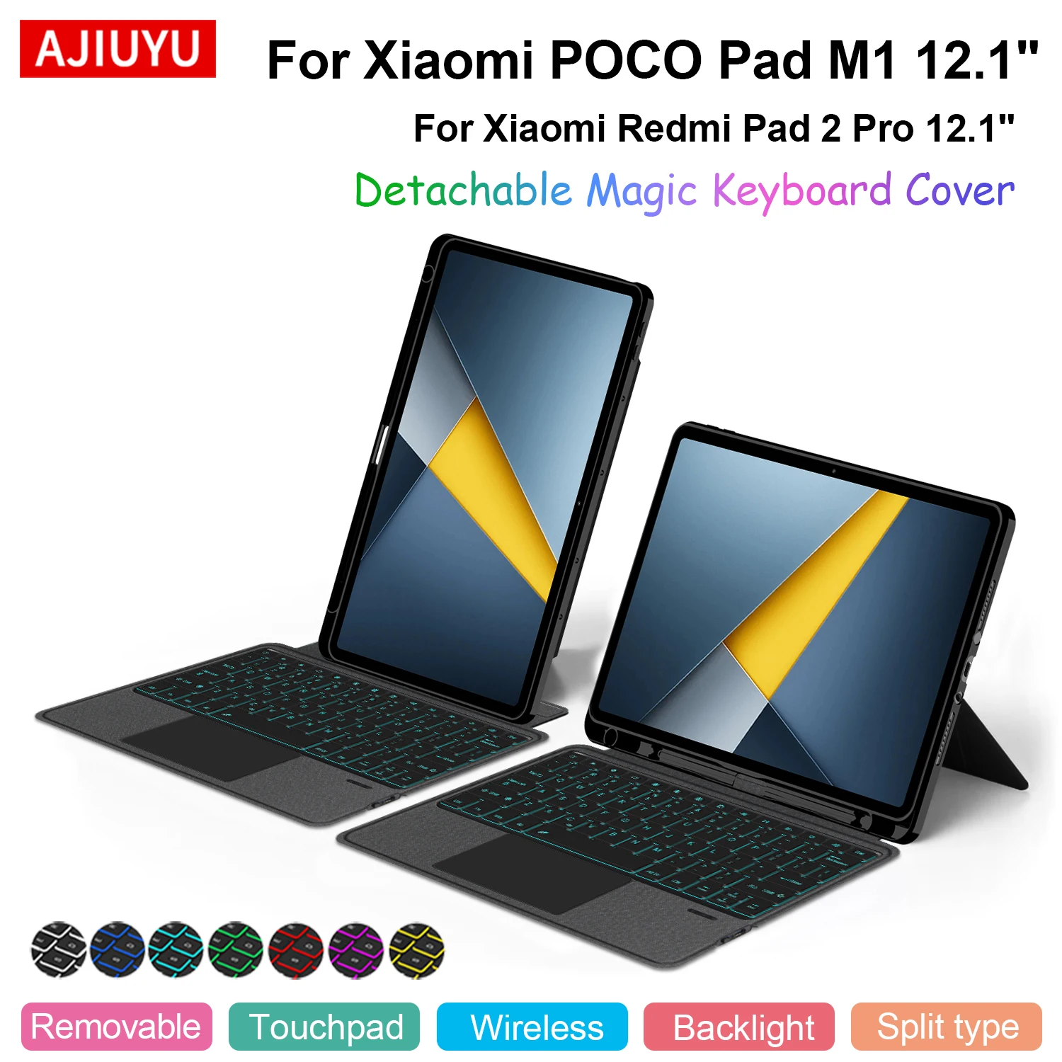 

Touchpad Keyboard For Xiaomi POCO Pad M1 12.1 Inch Case Redmi Pad 2 Pro 12.1" 2025 Detachable Magic Keyboard Cover With Pen Slot