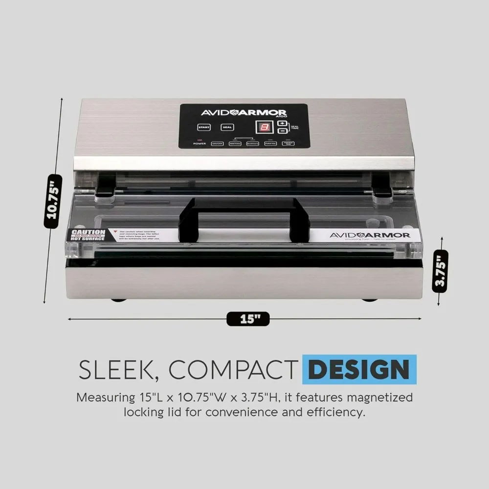 Vacuum Sealer Machine - A100 Stainless Construction, Clear Lid, Commercial Double Piston Pump Heavy Duty