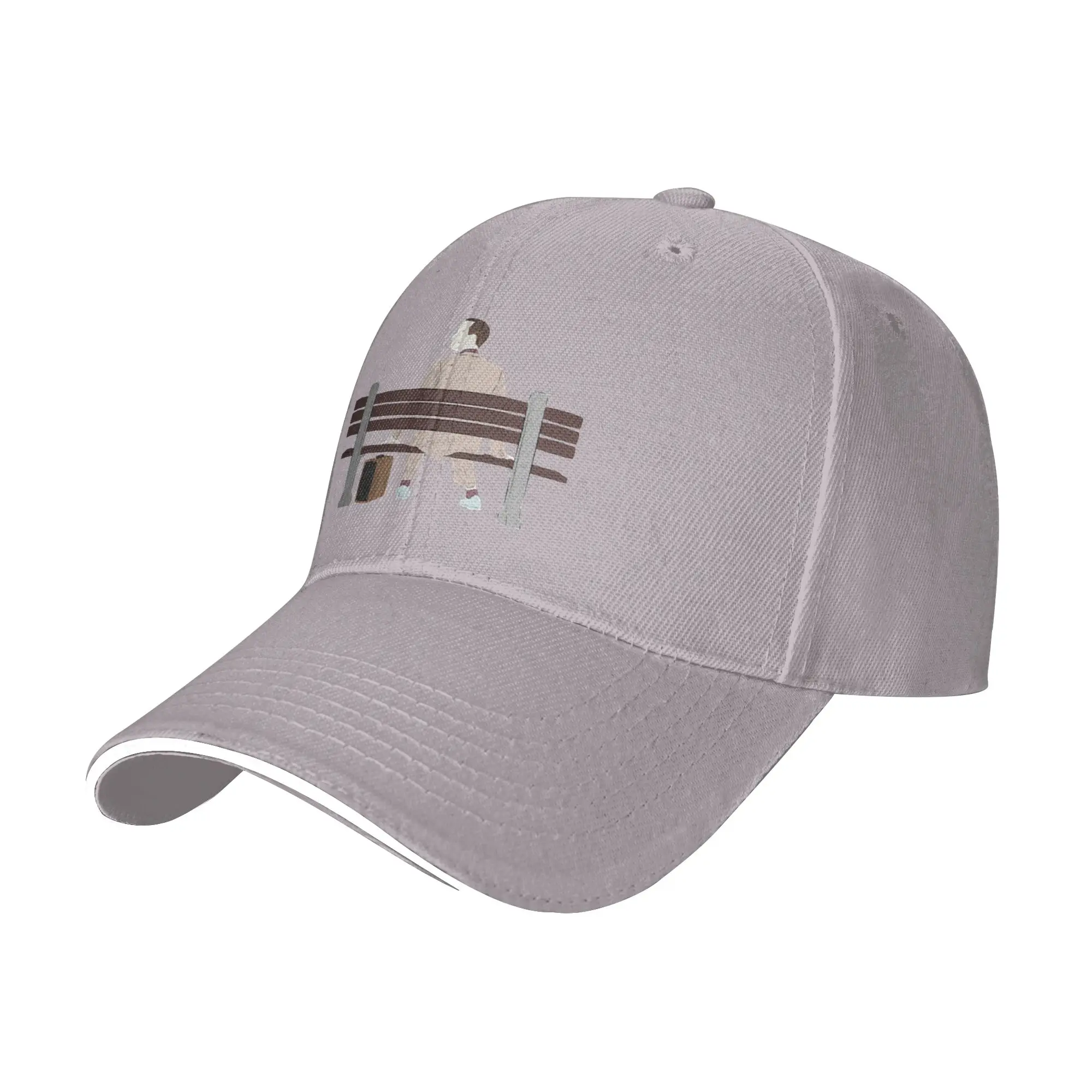 Fashion Forrest Gump Bench Scene Art   Minimalist Movie Illustration  Curved Brim Baseball Cap Fishing Sun Caps