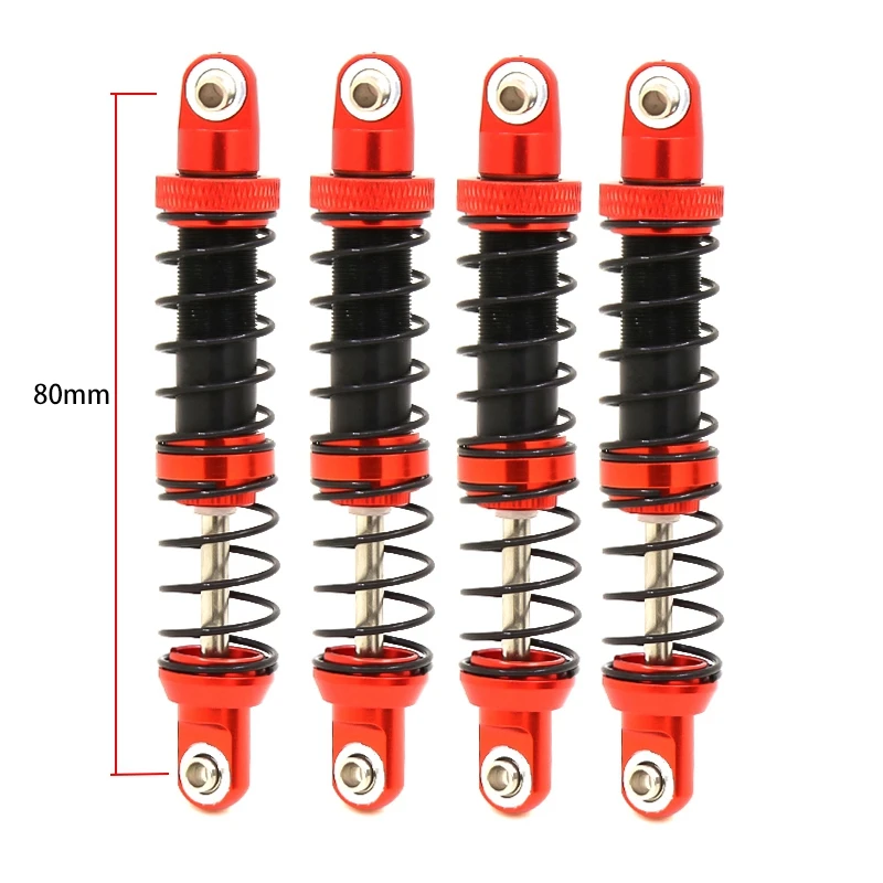 4Pcs Metal Shock Absorbers Oil Adjustable Damper for 1/10 RC Crawler Car Axial SCX10 AXI03007 Traxxas TRX4 Parts,80mm