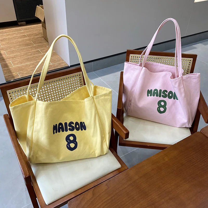 

Women's Tote Bags Dopamine Simple Korean Versatile Sweet Kawaii Canvas Tote Bags Large Capacity Portable Shoulder Bags For Girl