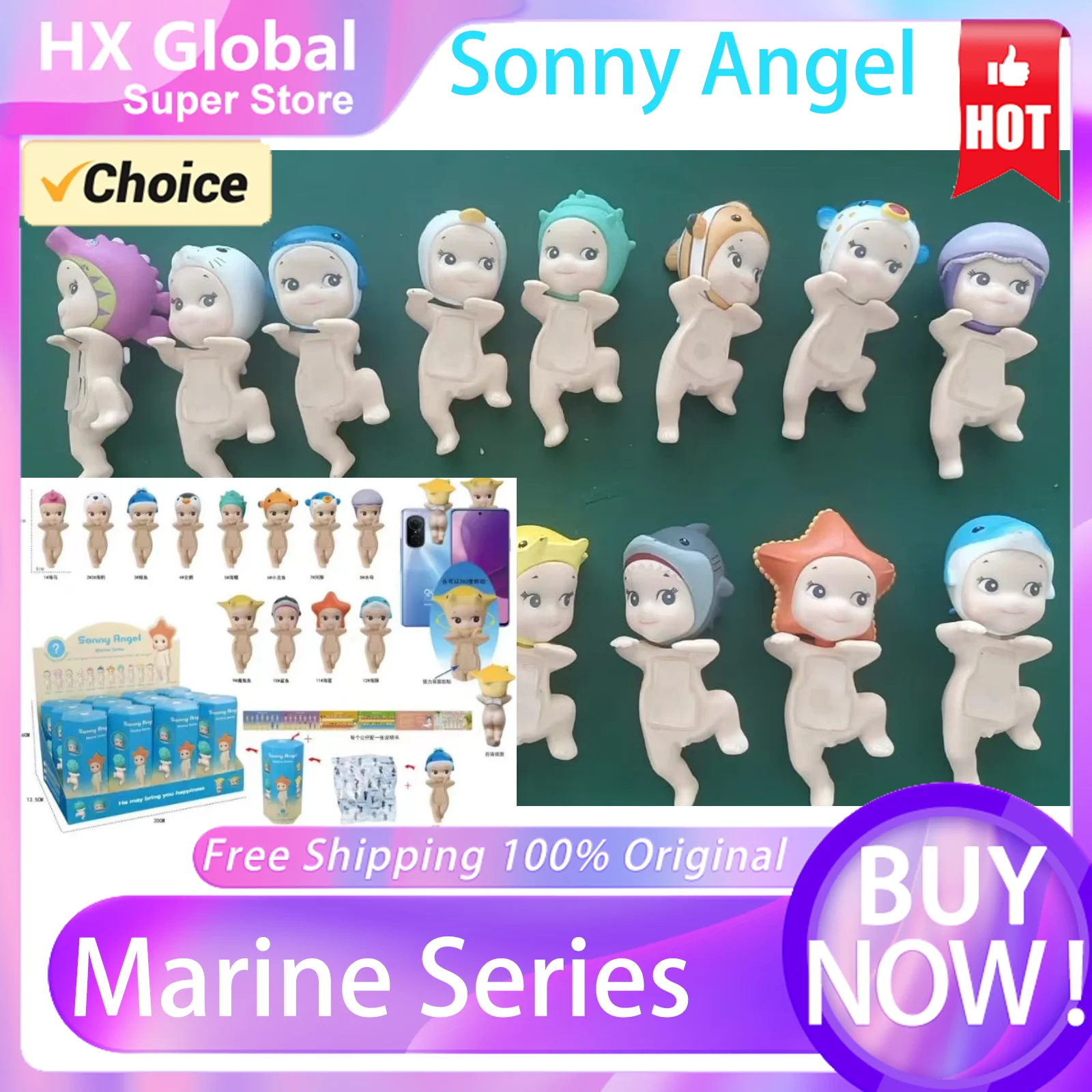 Sonny Angel Blind Box Marine Series Mystory Character Peripheral Noctilucent Ornament Model  Gift Action Figure Christmas Toys