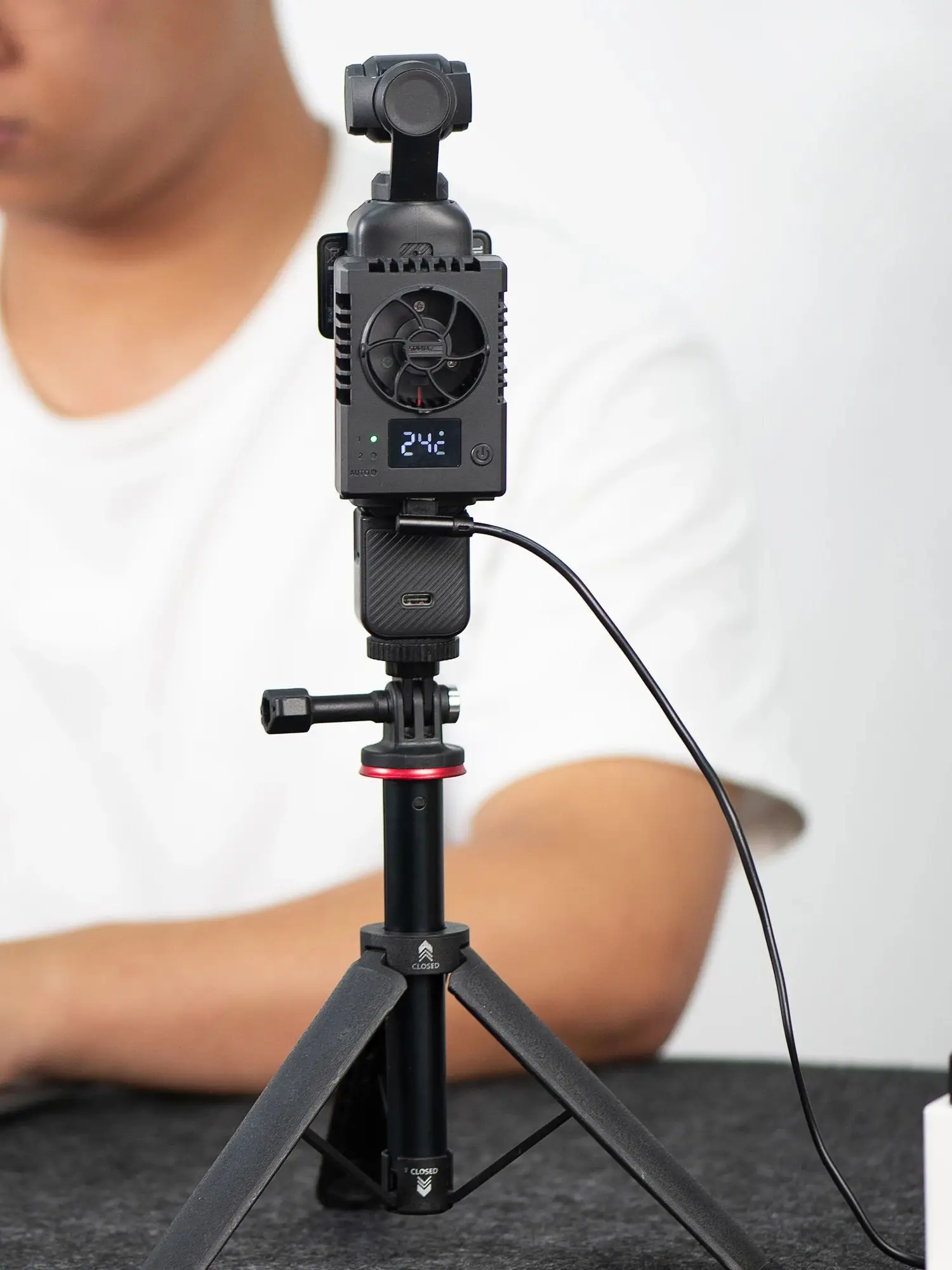 Chłodnica do DJI Osmo Pocket 4 Pro/3/4, akcesoria do kamery, wentylator chłodzący Ice Core z 3-stopniową regulacją i mocowaniem typu cold shoe. — zdjęcie produktu 7