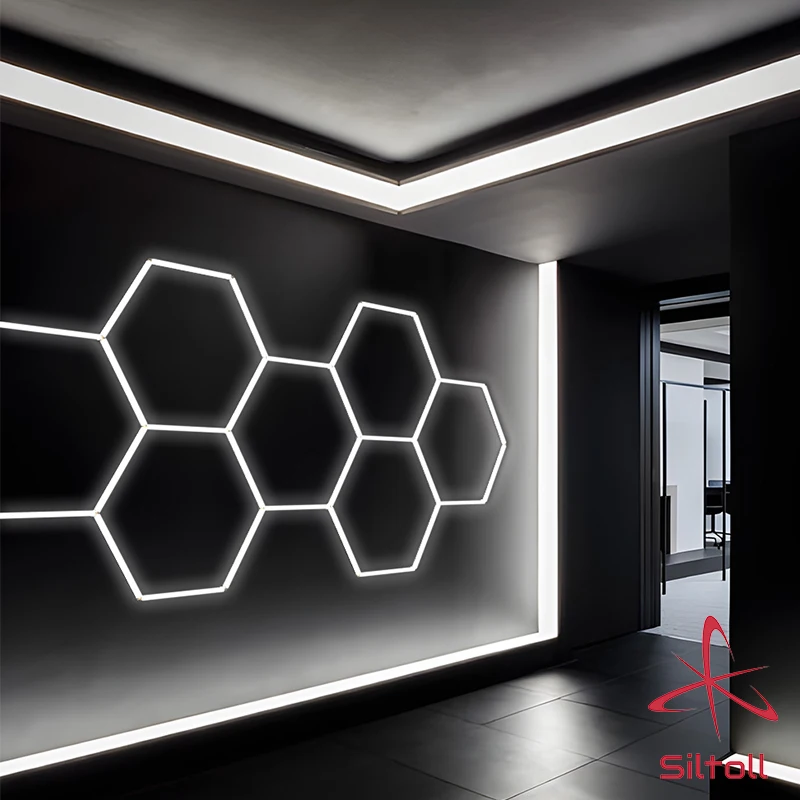 

Honeycomb Auto Detailing Work Light Bar Car Wash Station 90-260V Garage Ceiling Hexagonal Led Lights