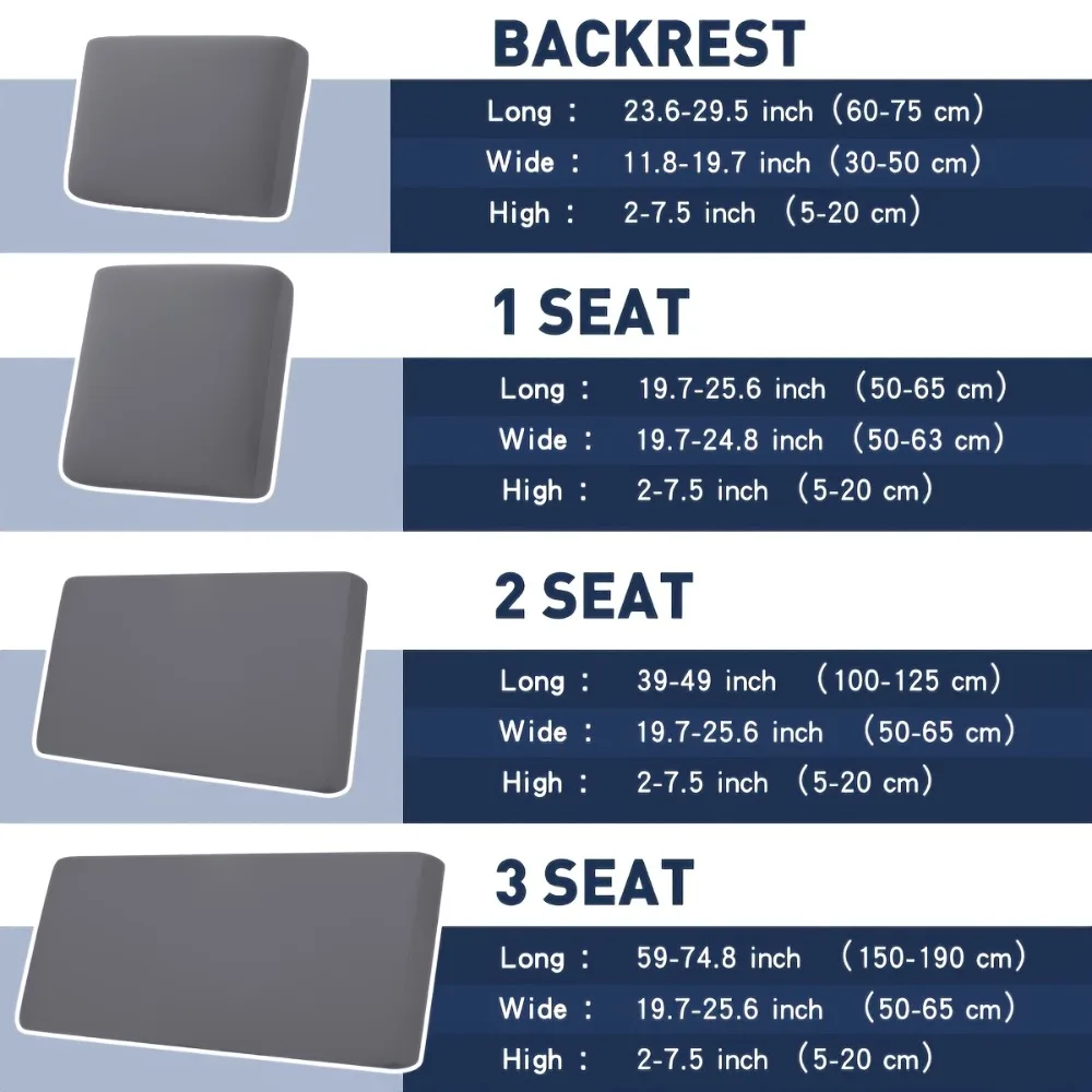 1/2/3seater Outdoor Jacquard Sofa Cushion Covers Waterproof Solid Color Sofa Cover Washable Pet Friendly Sofa Seat Slipcovers