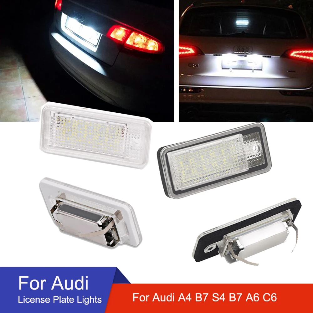 

Number License Plate Light For Audi A4 B7 A3 S3 S4 B7 A6 C6 White LED License Plate Lamp Canbus No Error For Audi A3 Accessories