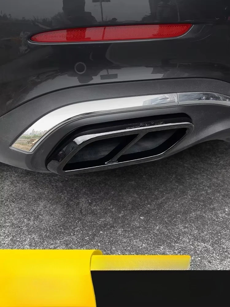 2Pcs Glossy Black ABS Car Exhaust Muffler Pipe Tip Cover Trim for Mercedes C-Class W206 2022-2026 C200L C260L Maybach