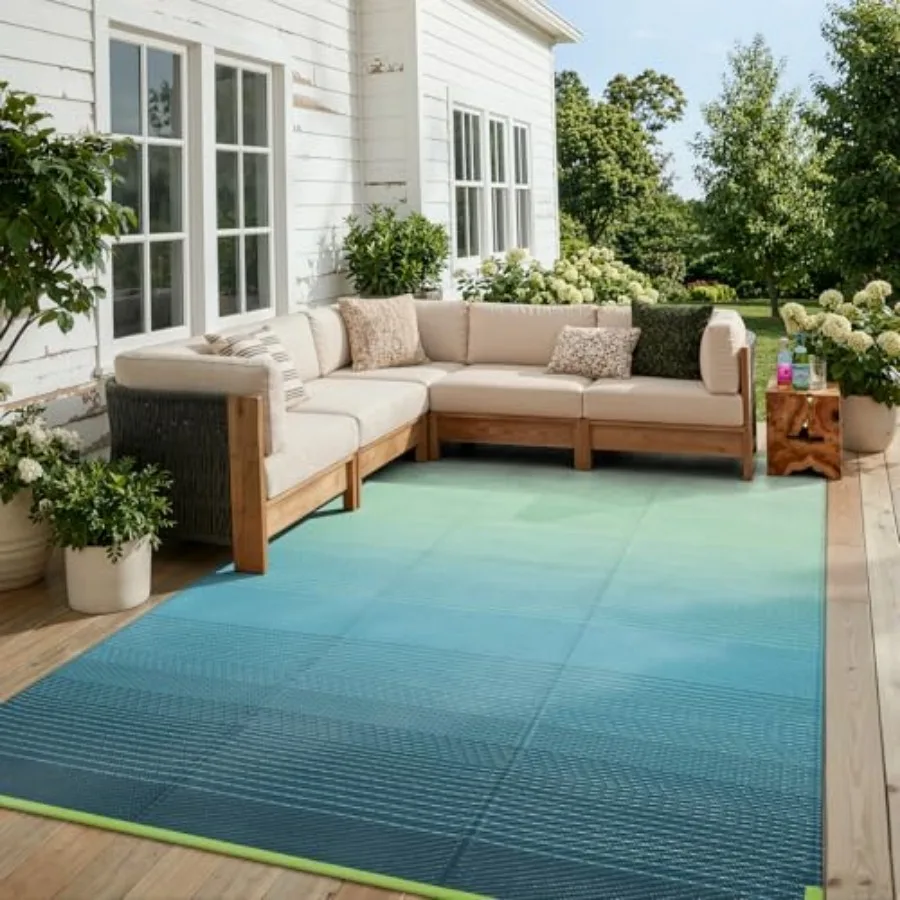 

Outdoor Patio Rug Waterproof 6x9, Plastic Straw Rug Reversible, Large Porch Carpet Floor Decor, Portable Outside Camping Mats f