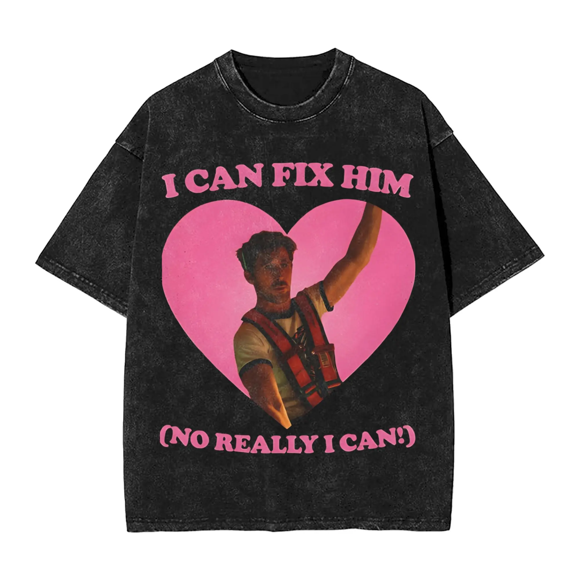 I can fix him Ryan Gosling as Ryland Grace pink heart T-Shirt  Trending T Shirts Short-Sleeve Awesome Tshirt Beach O-Neck Tees