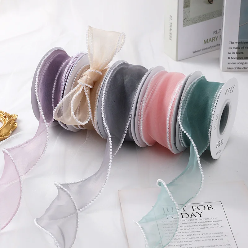 4.5 Meters/Roll Pearl Ribbon Flower Gift DIY Material Used For Wedding Gift Box Bouquet Tie 4cm