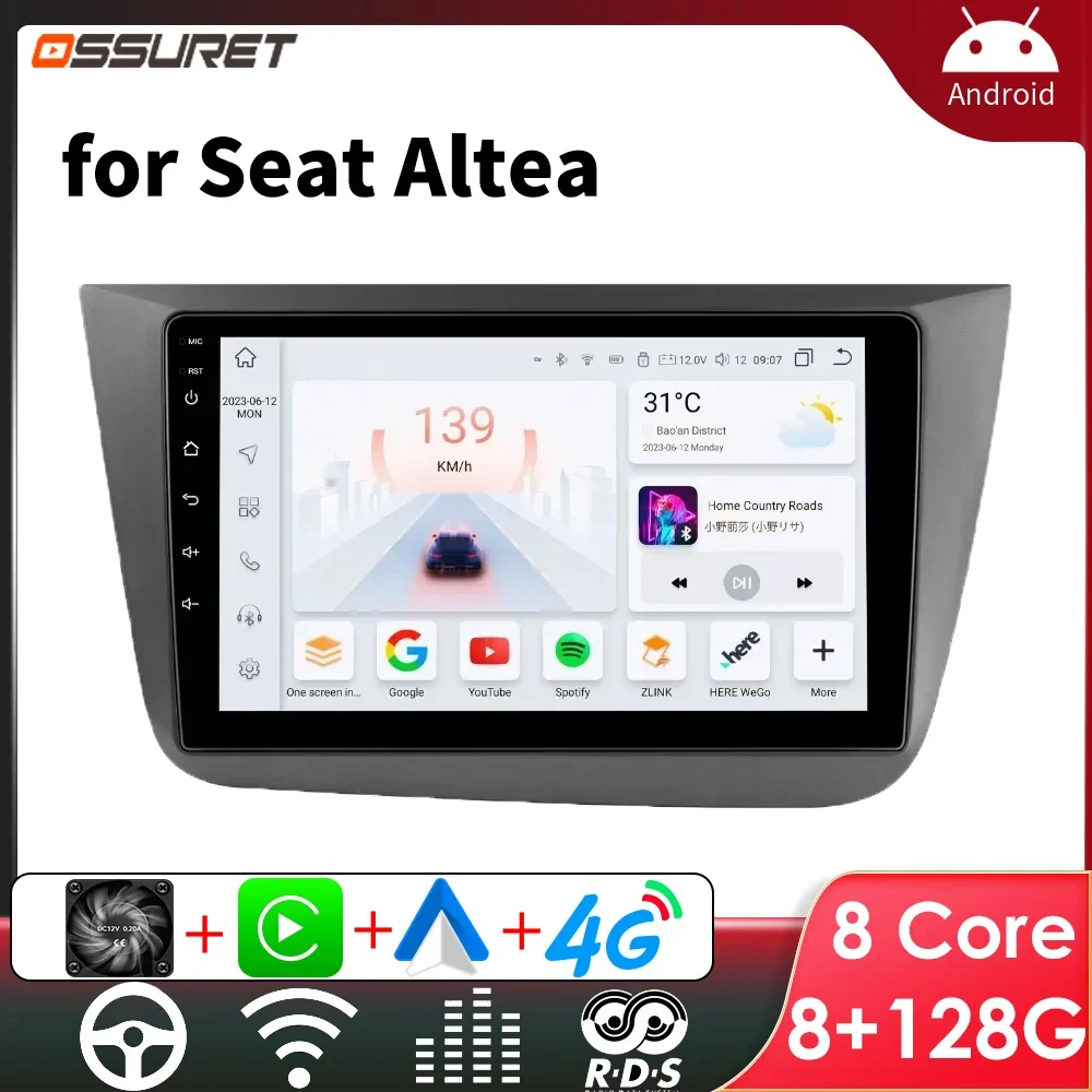 

OSSURET Android Car Radio for Seat Altea Toledo 2004 -2009 Car Stereo Multimedia Video Screen Players Wireless CarPlay GPS 7862