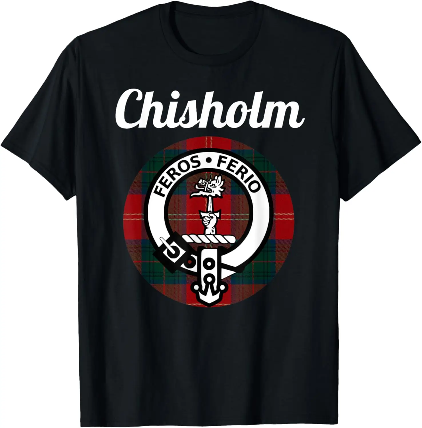 Chisholm Clan Scottish Name Coat Of Arms Tartan T-Shirt