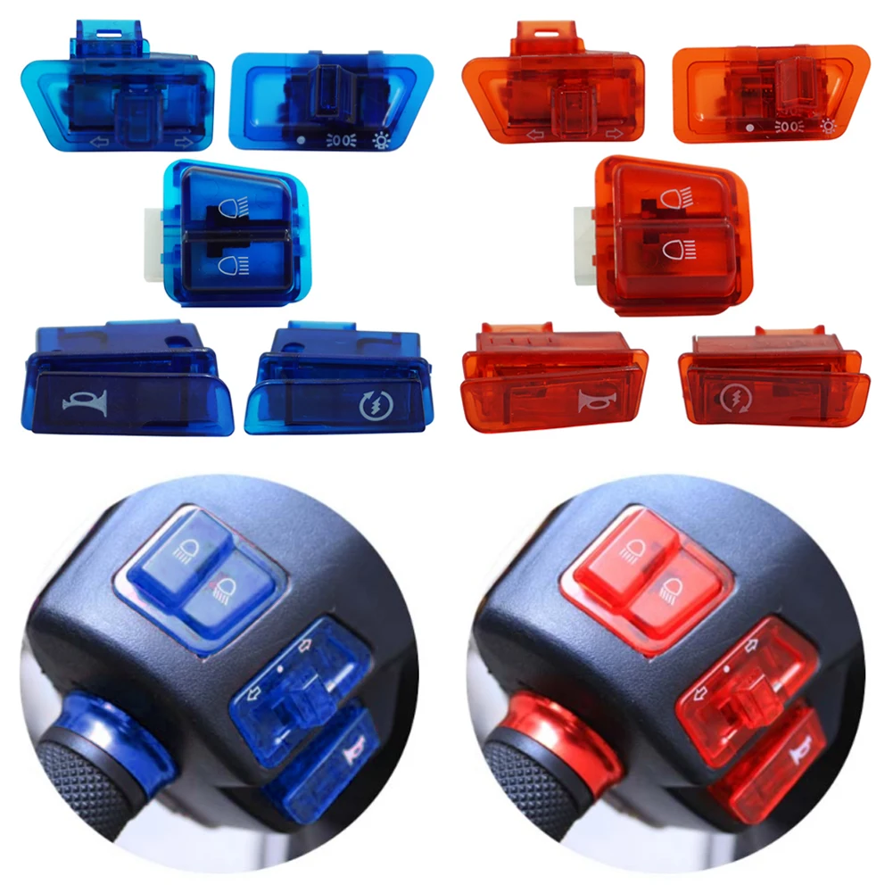 5PCS Motorcycle Start Switch Horn Light Turn Signal High Low Beam Button Switch Connecters for Scooter ATV Moped Accessories