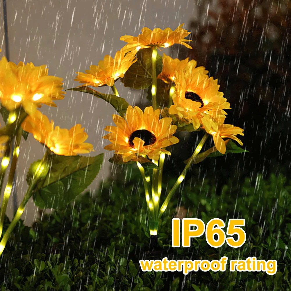 

Solar Sunflower Garden Light LED Outdoor Decorative Stake Light Auto On/Off Landscape Light 6 Head for Pathway Walkway Decor